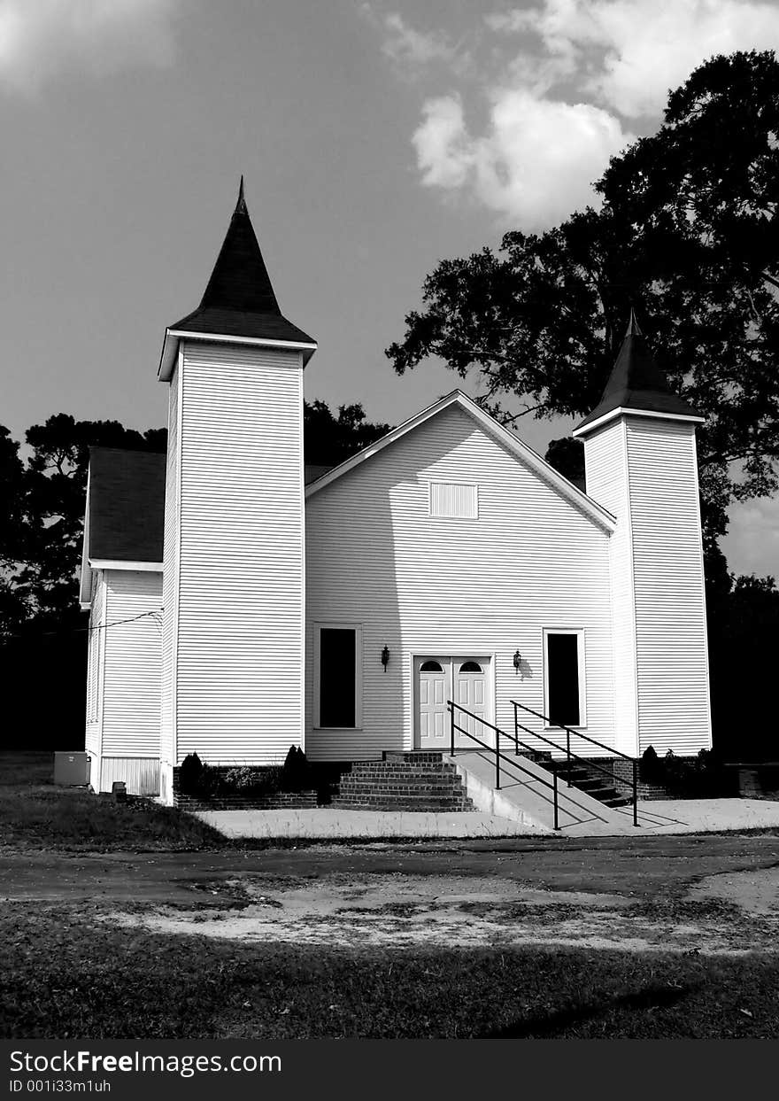 Rural Church in Black and White