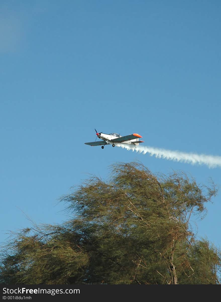 Plane over tree. Plane over tree