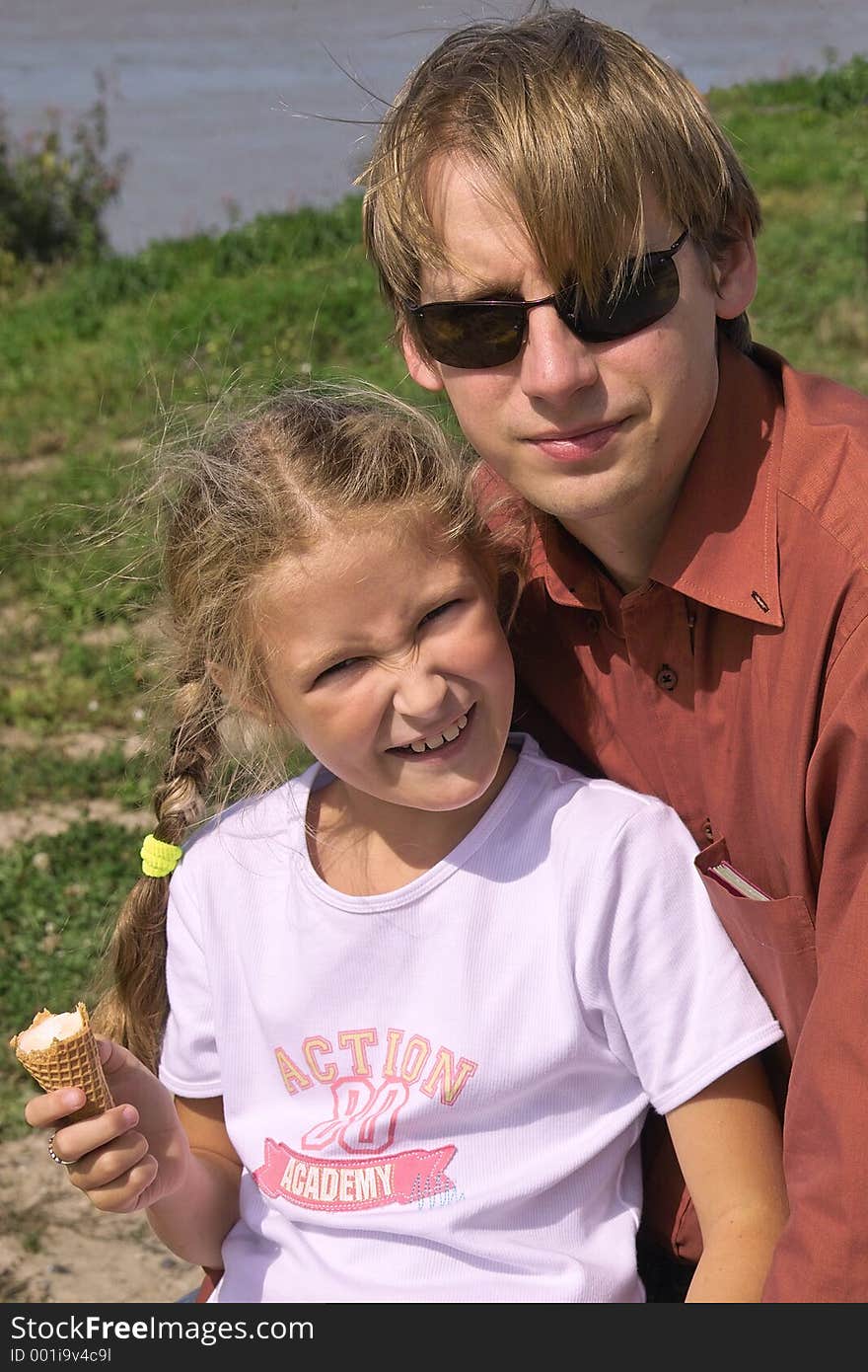 Father with daughter smilling. Father with daughter smilling