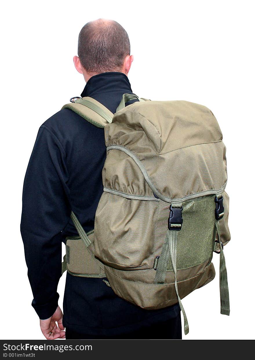 Man wearing rucksack