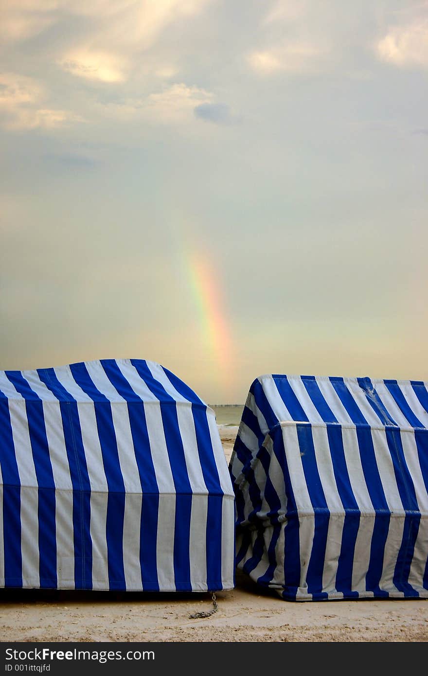 Rainbow between the chairs. Madeira beach Florida