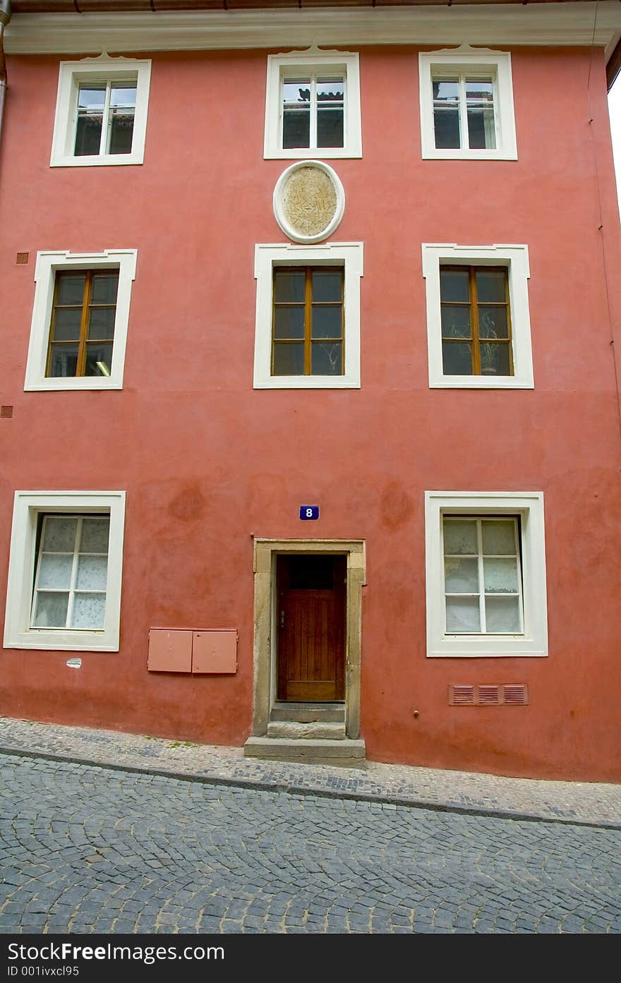 Red city house in prague. Red city house in prague