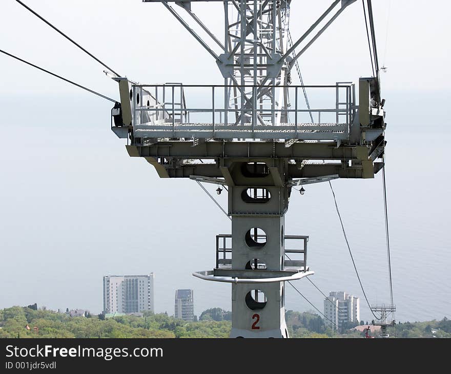 Cable railway construction at crimea mountains