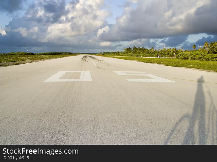 Landing field with a bike