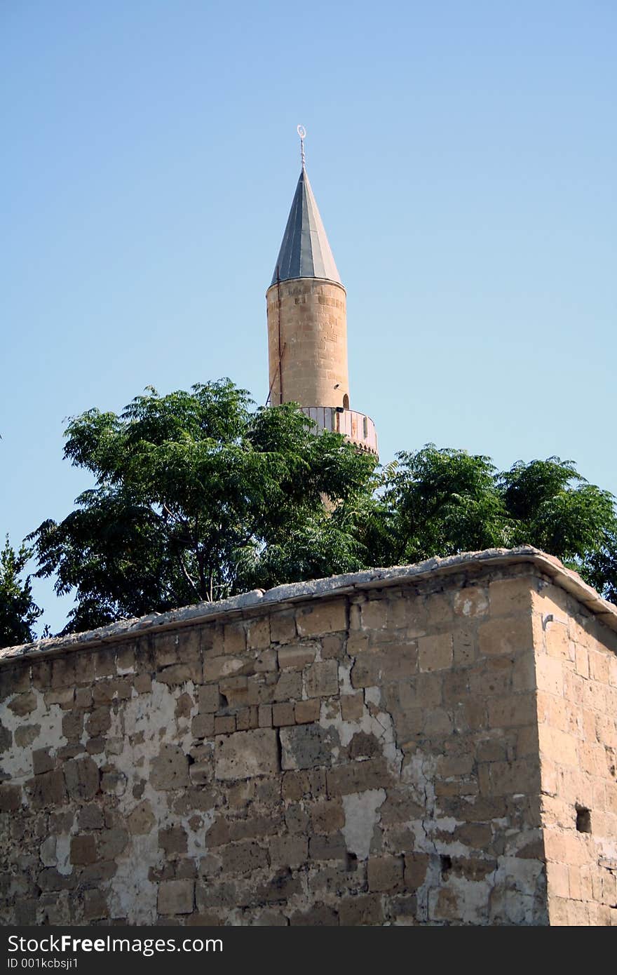 OMERIYEH MOSQUE Near the Old Municipal Market within the walled city of Nicosia - Cyprus Converted into a mosque in 1571 by Mustapha Pasha, who believed that the original 14th century Augustinian church of St. Mary's, was built on the spot where prophet Omer rested when visiting Nicosia. Most of the original building was destroyed by Ottoman artillery. Engraved tombstones of the Lusignan period were used to re-floor the mosque. Remains of late Venetian building can be seen near the east end of the mosque.