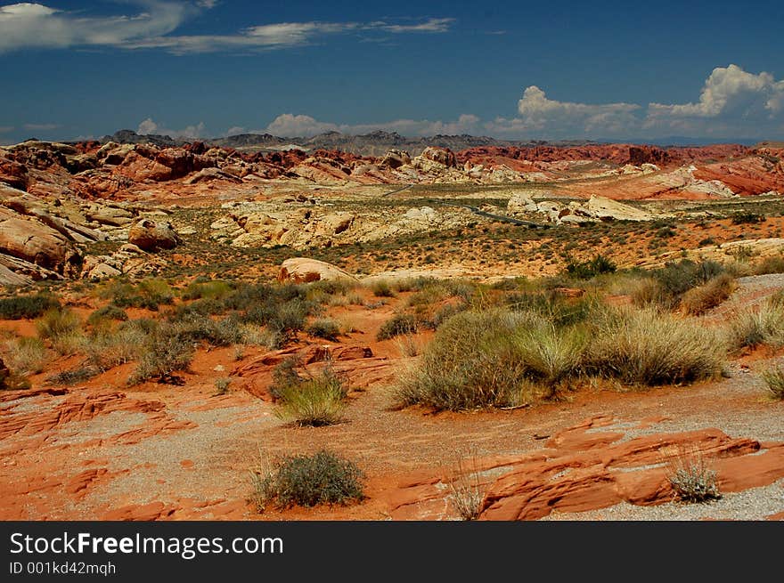 Rolling hills of rock and sand in the Valley of Fire