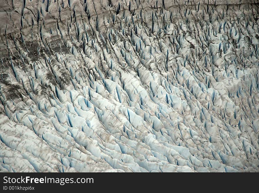 Pattern of Crevasses of Mendenhall Glacier in Juneau Alaska. Pattern of Crevasses of Mendenhall Glacier in Juneau Alaska