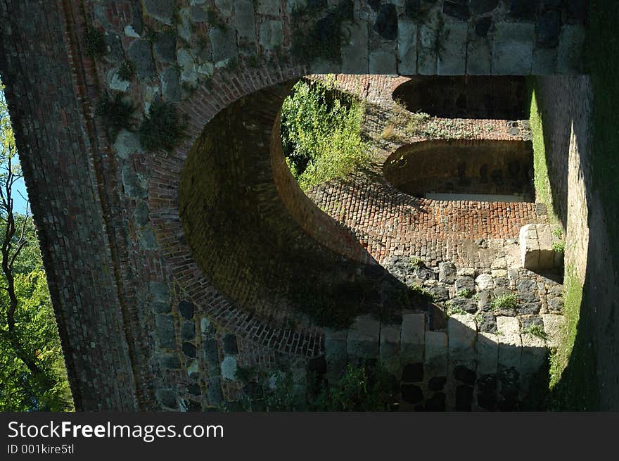 Arches of the old German castle. Arches of the old German castle