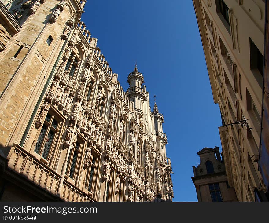 Brussels medieval town hall, side view. Brussels medieval town hall, side view