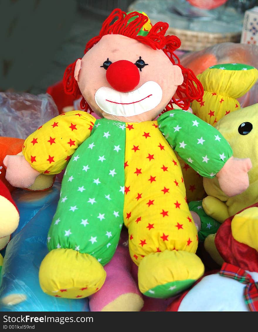 Clown ragdoll with stary green and yellow costume. Clown ragdoll with stary green and yellow costume