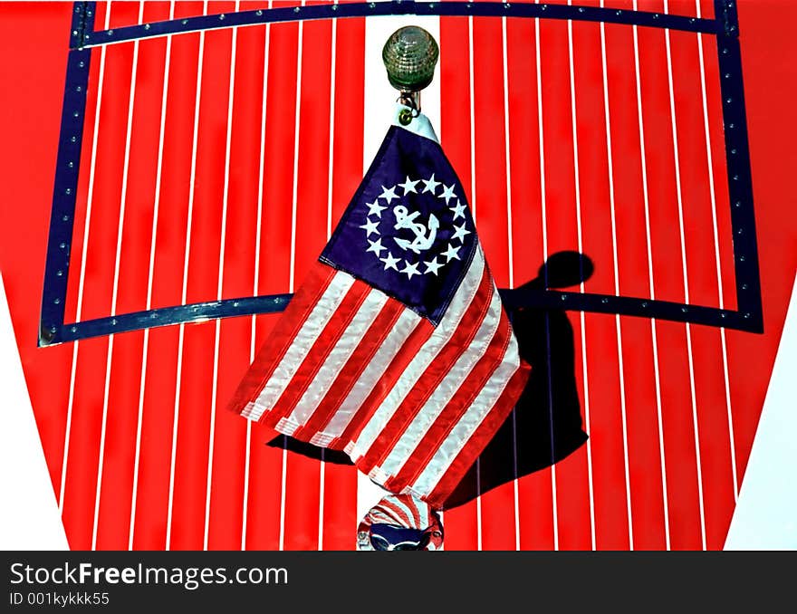 Red white and blue American pride on this boat hull. Red white and blue American pride on this boat hull