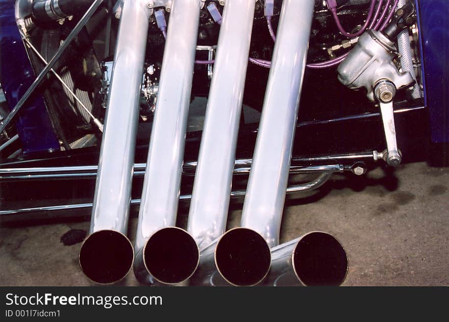 Long pipes from the engine hot rod. Long pipes from the engine hot rod