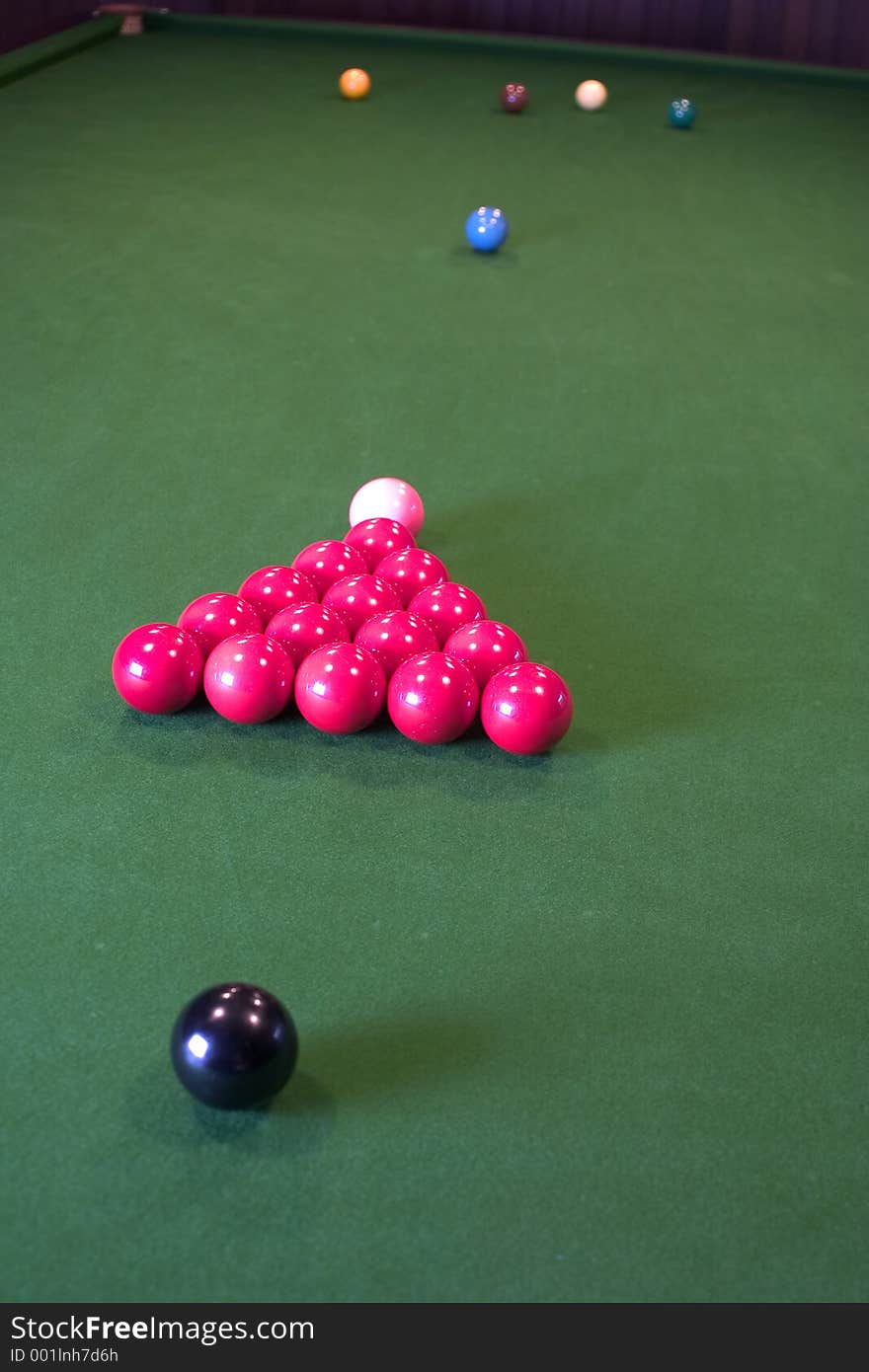 Snooker balls on a green baize table