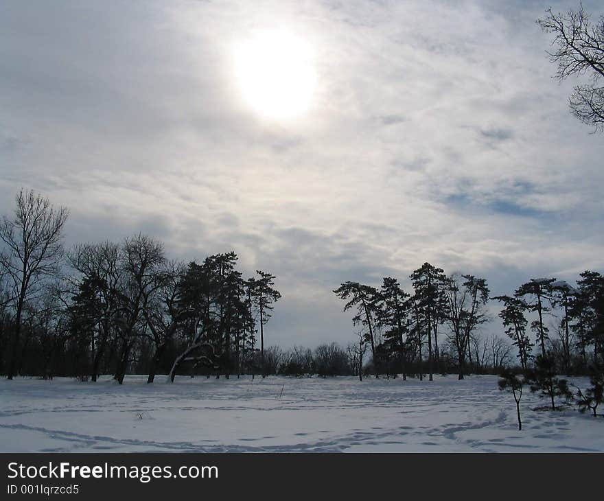 A landscape with a cold sun. A landscape with a cold sun