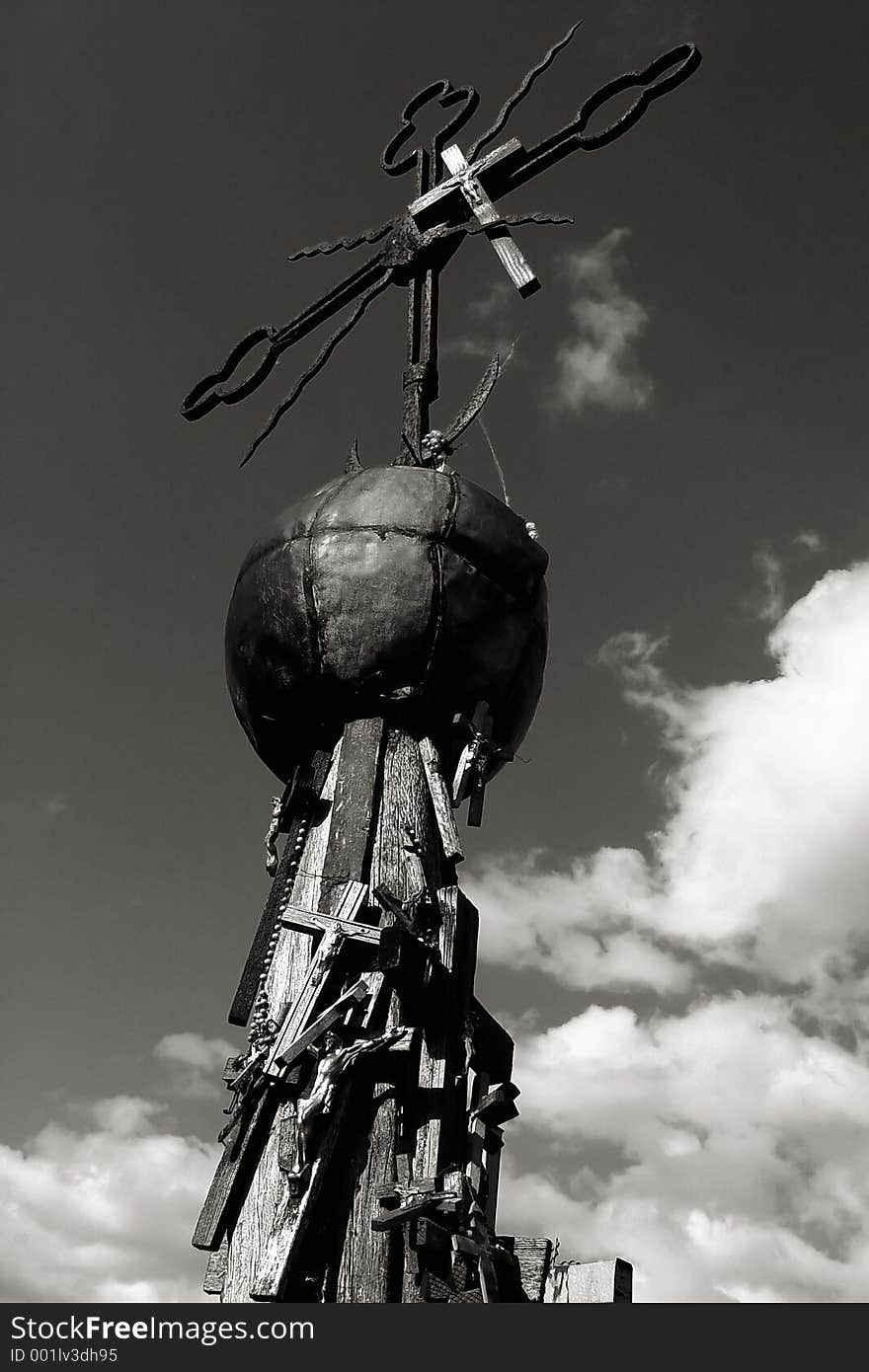 Old wooden cross, black and white. Old wooden cross, black and white