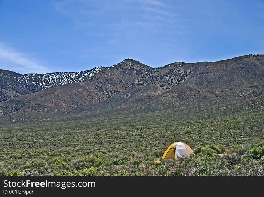 Solitary camper in remote area of Death Valley. Solitary camper in remote area of Death Valley