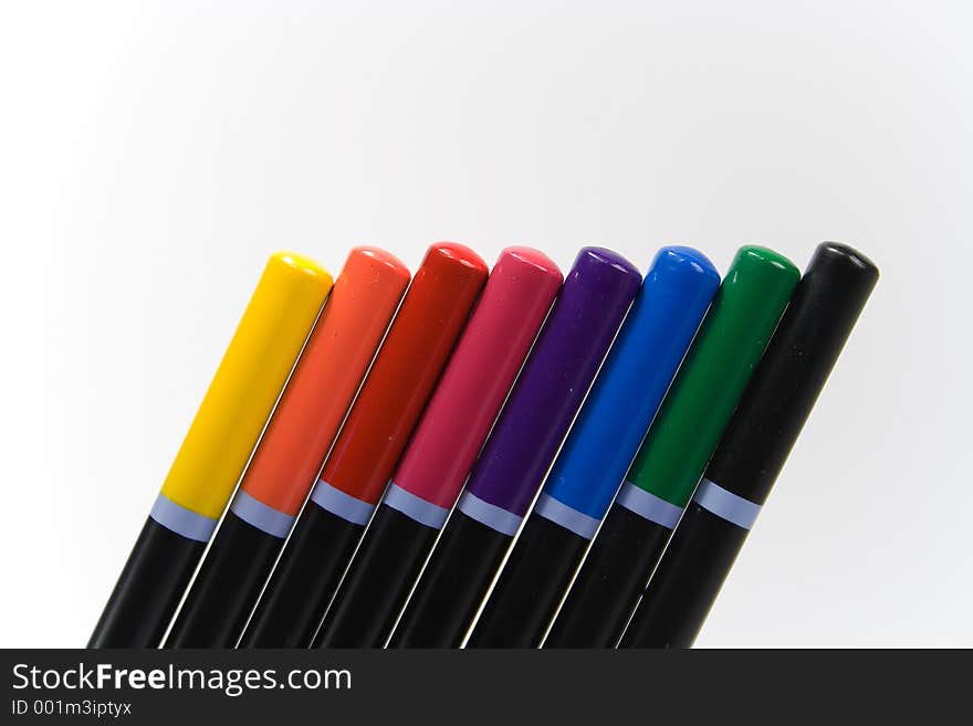 Rainbow of angled colored pencils