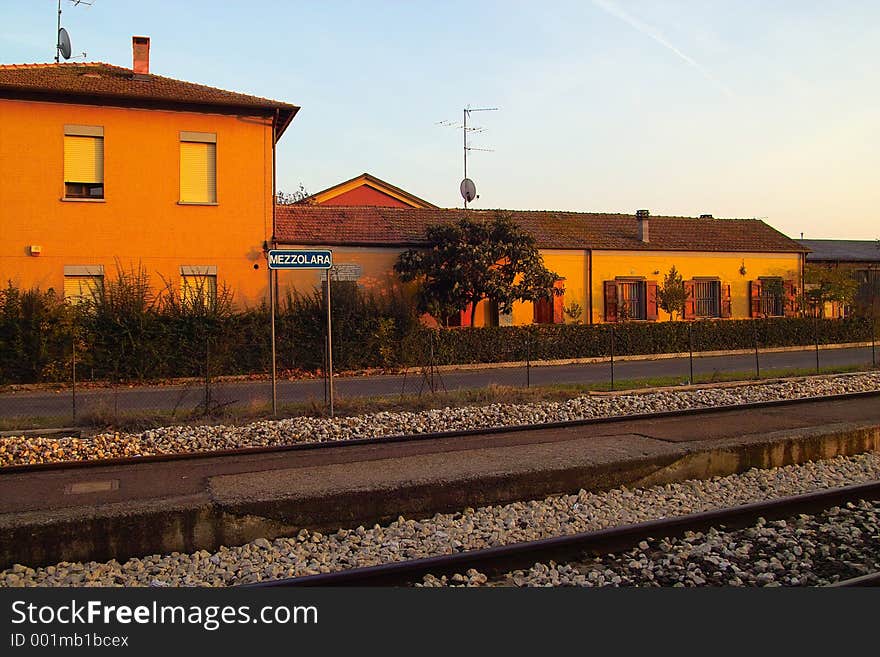 Empty railway station in Italy