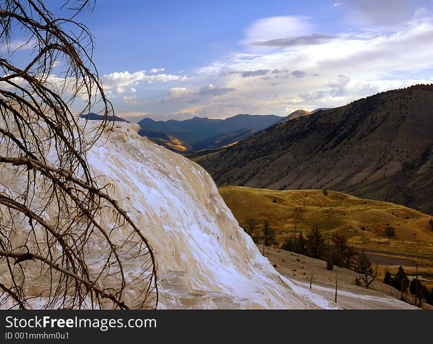 Mammoth Hot Springs & Mountains of Yellowstone