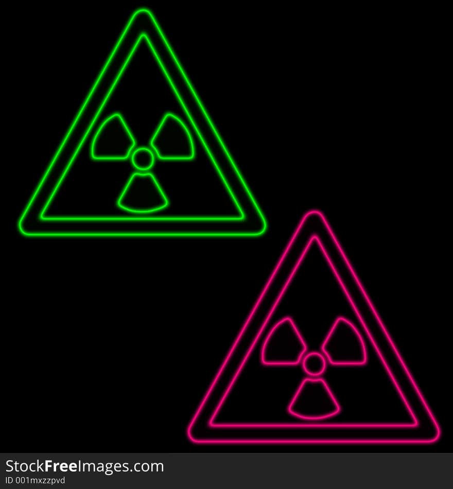 Pink and green neon symbols