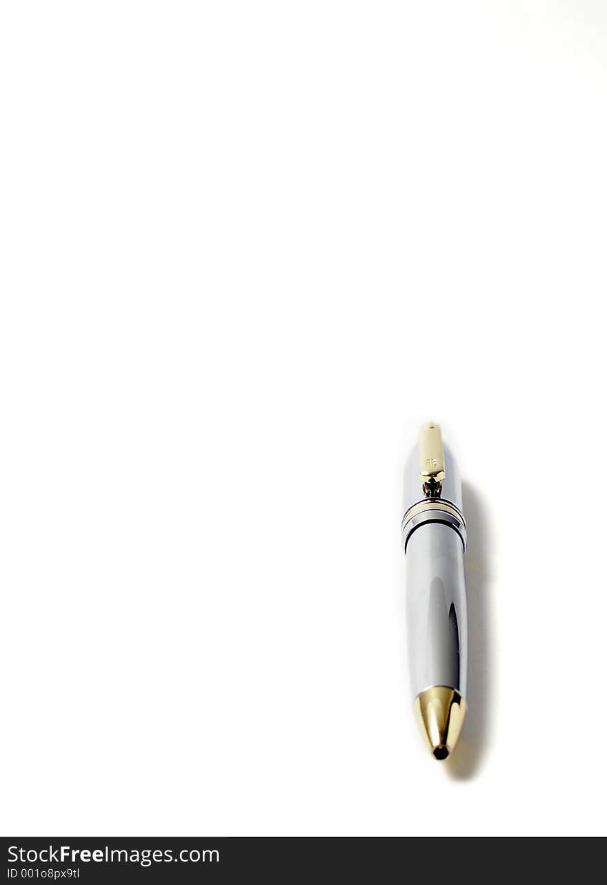 Silver Pen On White Background