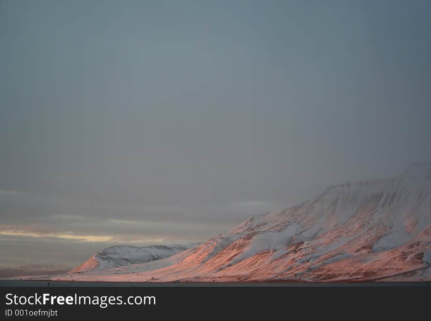 View over Isfjord from Longyearbyen, Spitzbergen. View over Isfjord from Longyearbyen, Spitzbergen.