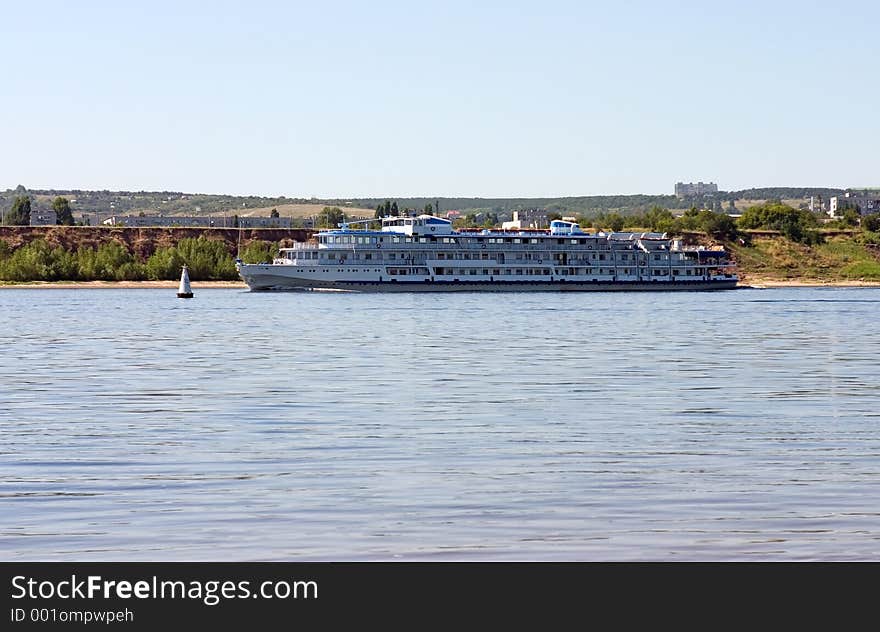 Motor ship on Volga river Russia