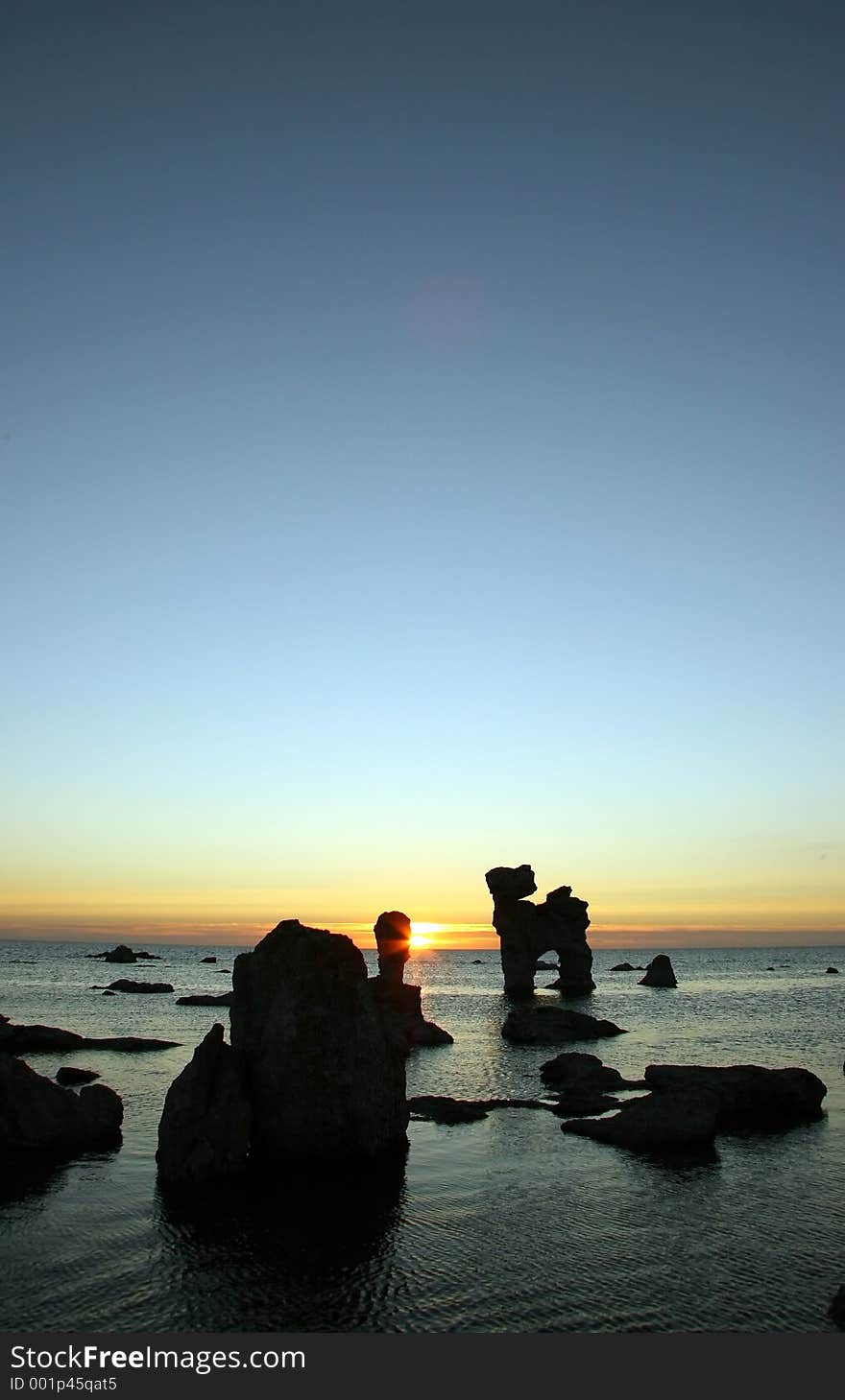 Sunset With Rocks And Sky