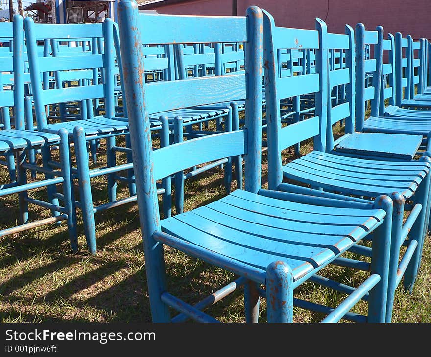 Rows of Blue Chairs