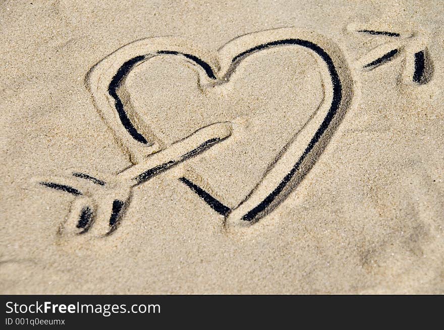 Heart Depicted In Sand