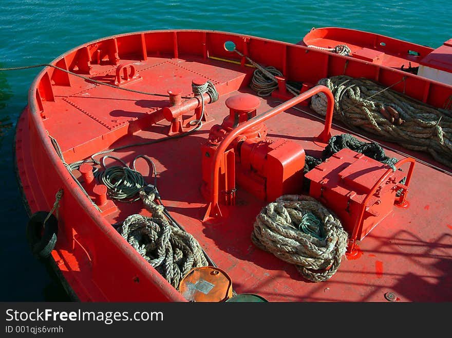 Mooring red ship. Mooring red ship