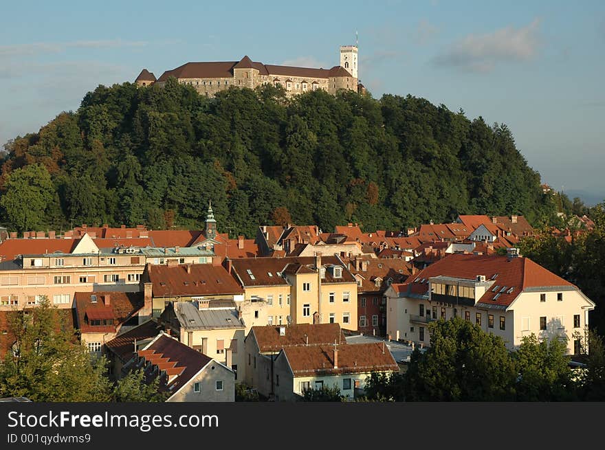 European castle on a hill