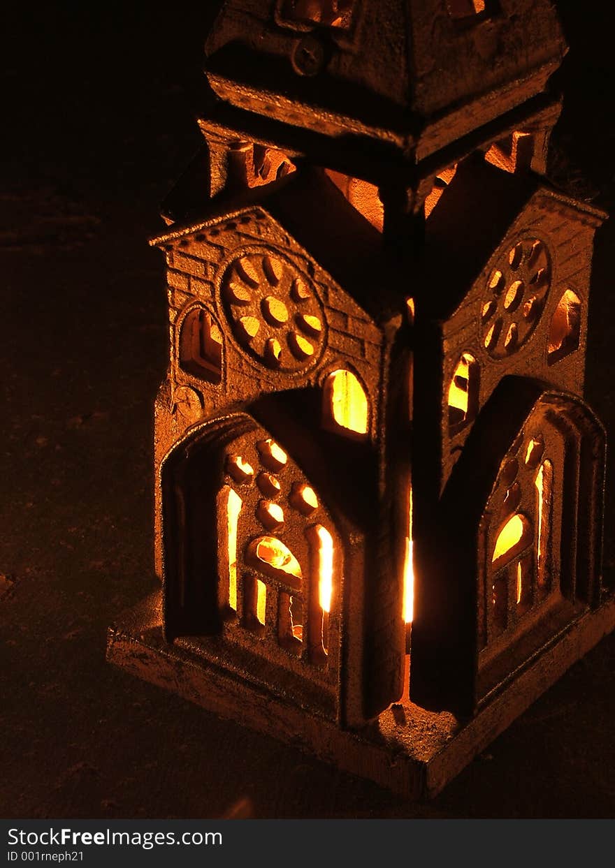 Close up on a spooky, rusted candle lantern. Close up on a spooky, rusted candle lantern.