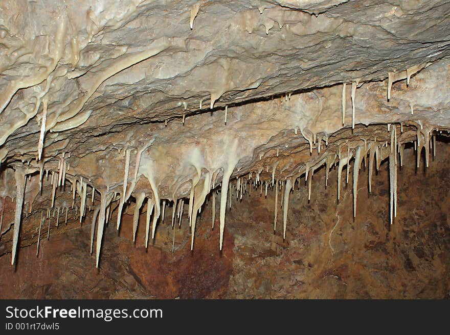 Group of stalactites on ceiling of Glenwood Caverns, Glenwood Springs, Colorado. Group of stalactites on ceiling of Glenwood Caverns, Glenwood Springs, Colorado