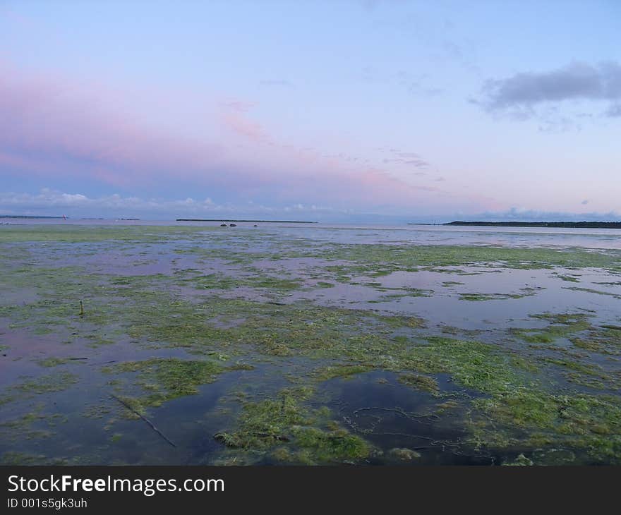 Evening sky over soggy bay