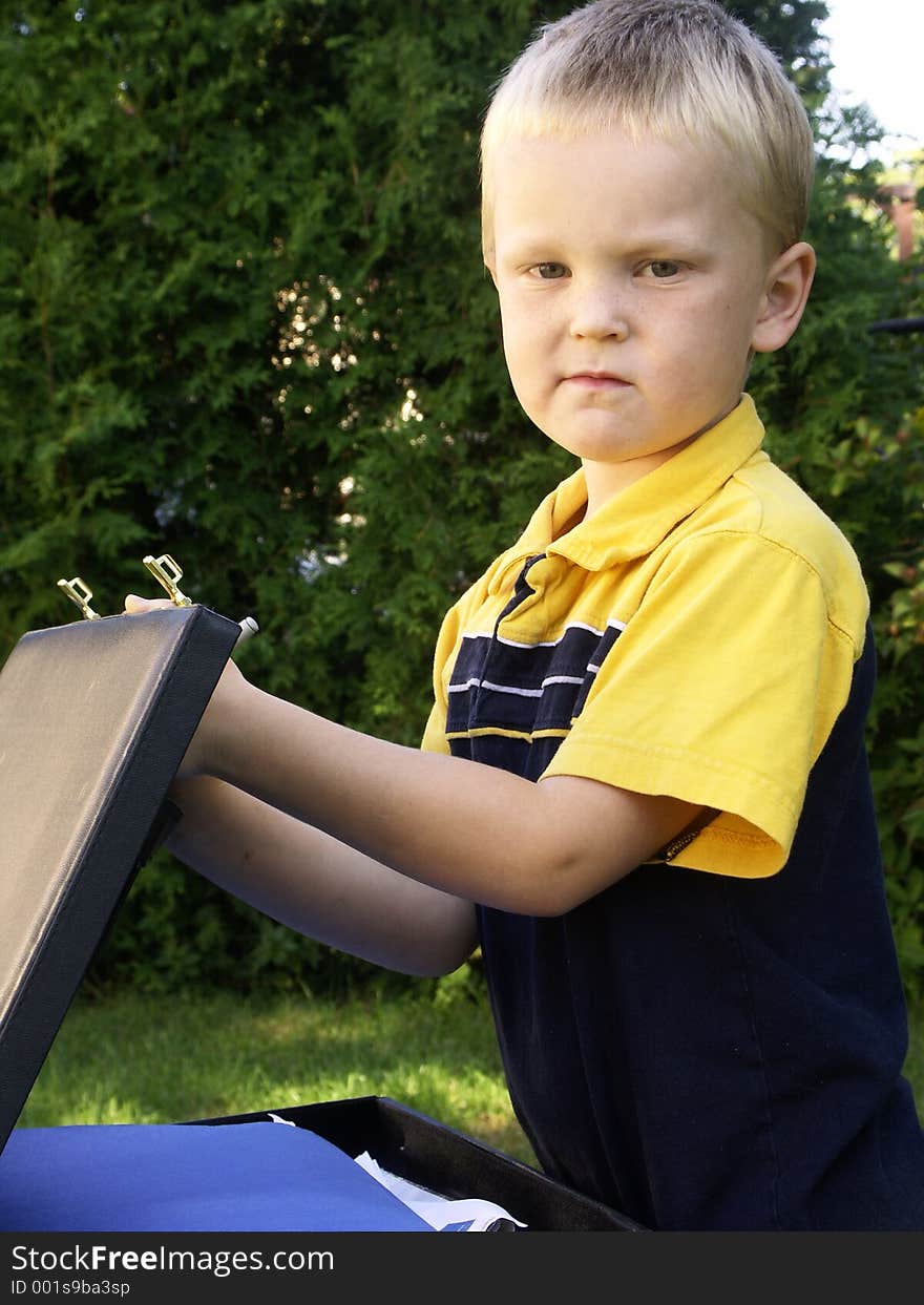 Boy and briefcase. Boy and briefcase