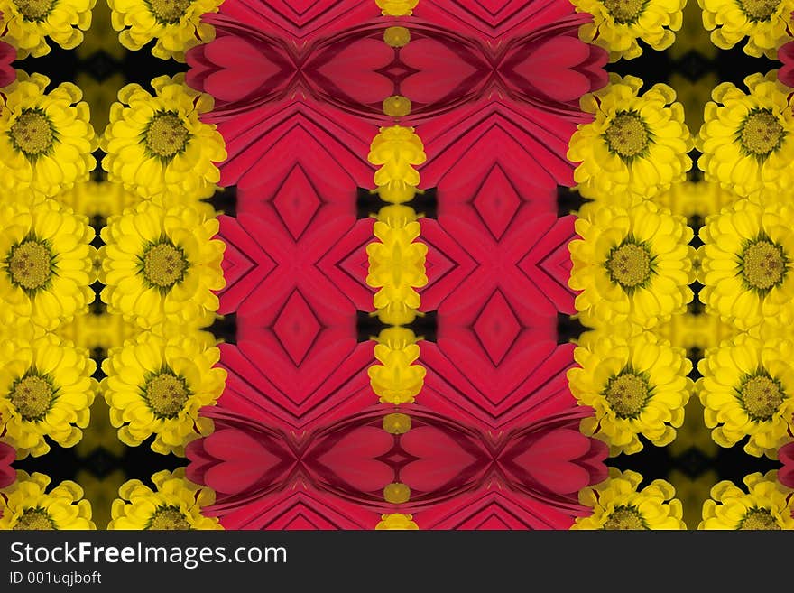 Red and yellow floral lines. Red and yellow floral lines