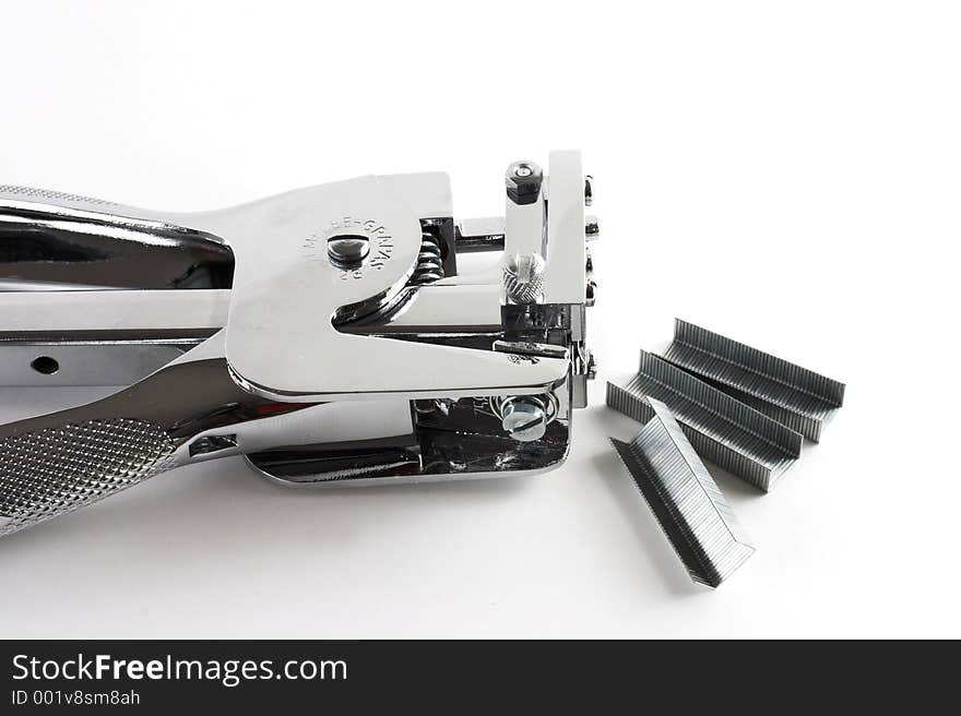 Silver stapler with staples