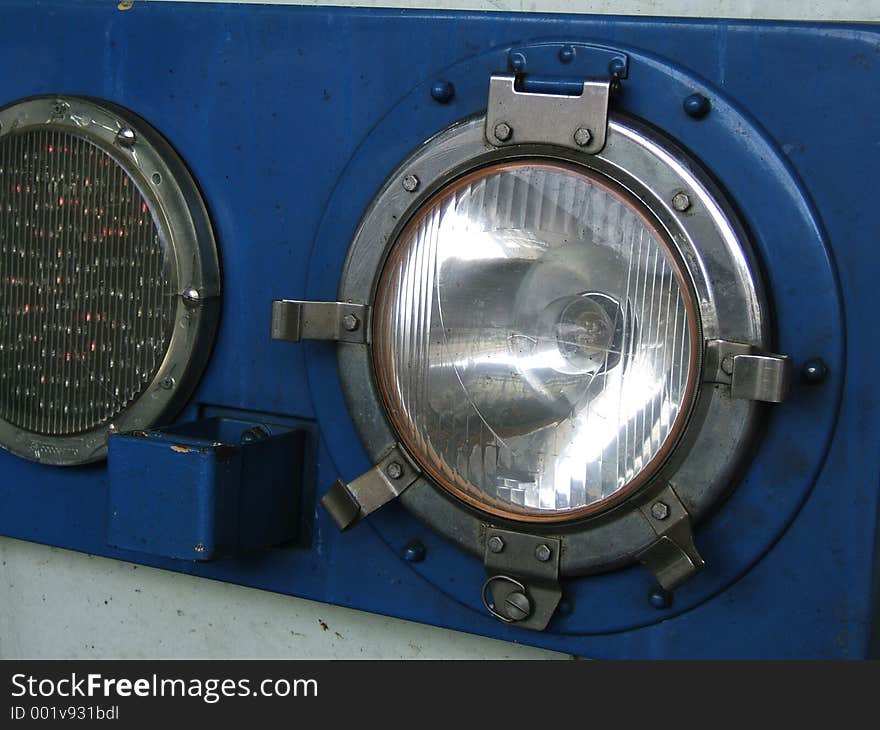 Retro train headlamps close-up : on the road again. Retro train headlamps close-up : on the road again...