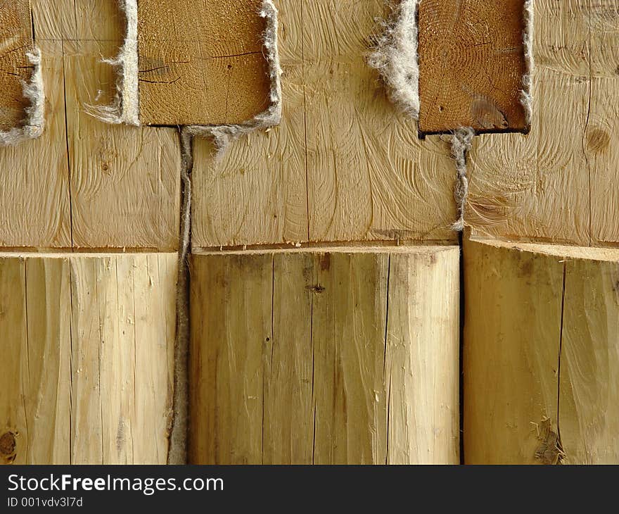 Fragment of the log house wall. Fragment of the log house wall