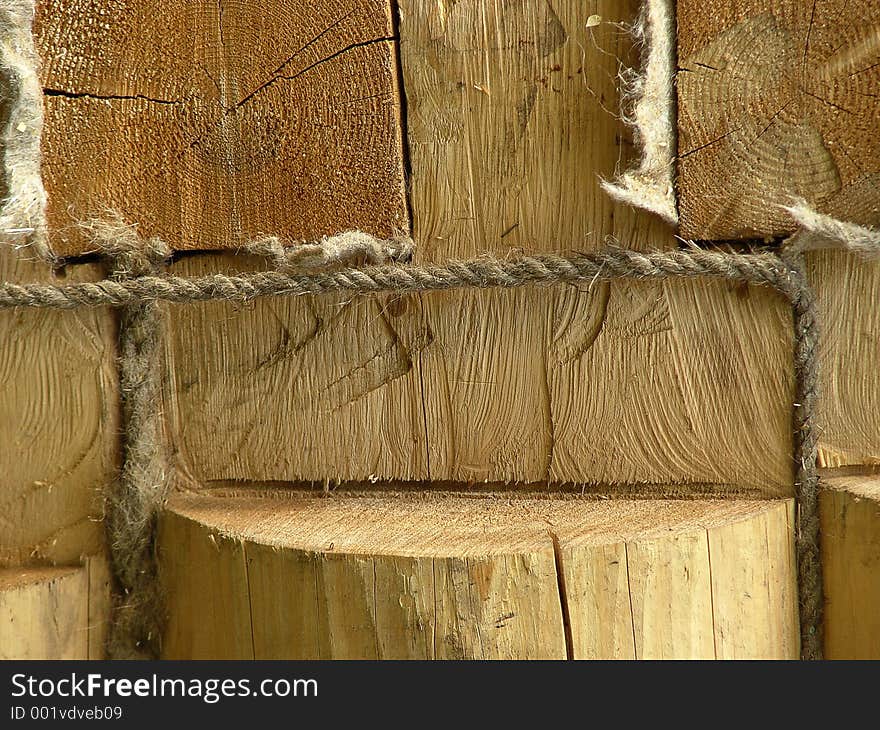 Fragment of the log house wall. Fragment of the log house wall