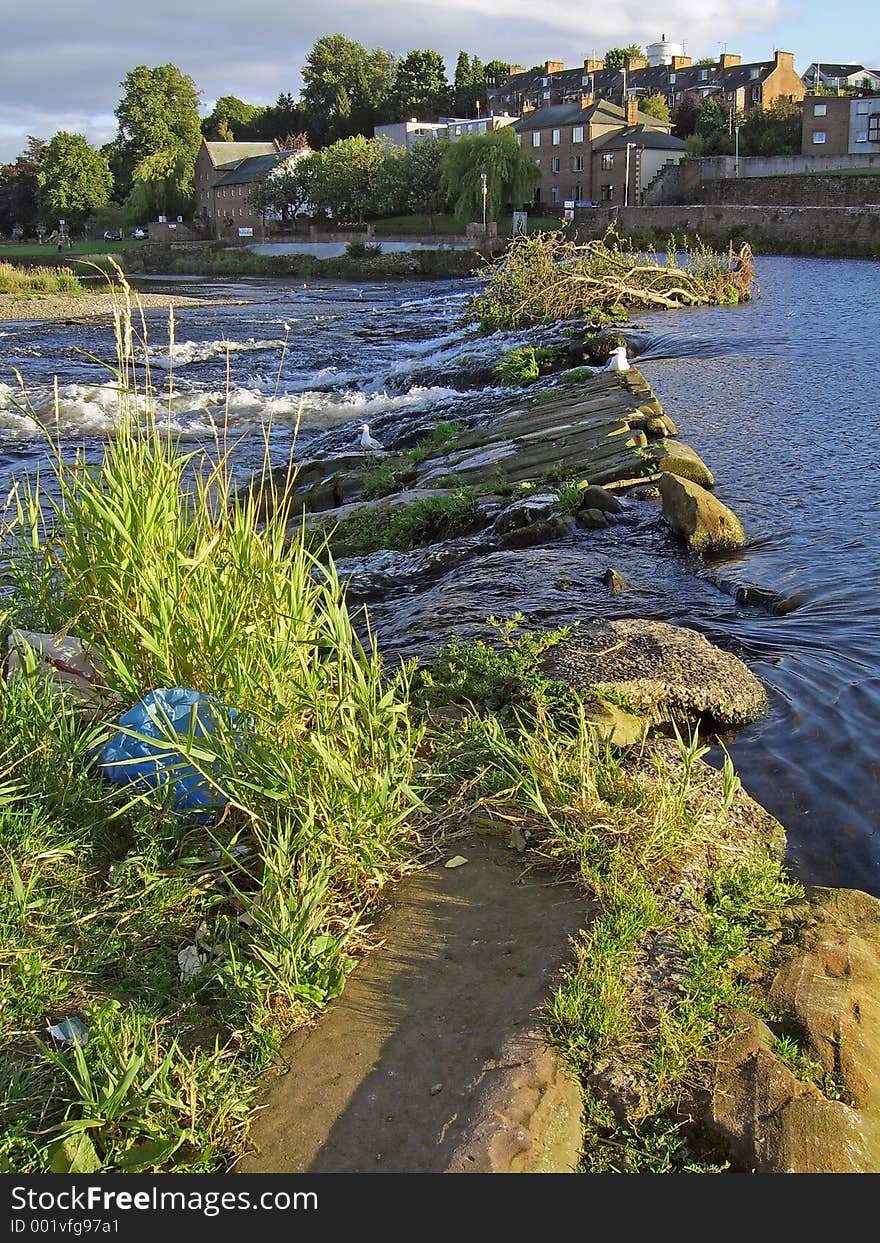 Weir across the river Nith, Dumfries, Scotland, UK. Weir across the river Nith, Dumfries, Scotland, UK