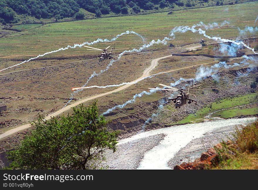 Helicopters in mountains