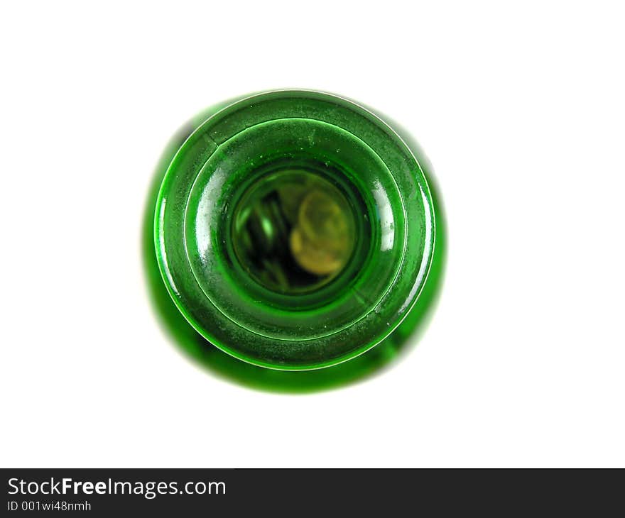 Green glas-bottle containing gold coins. Green glas-bottle containing gold coins