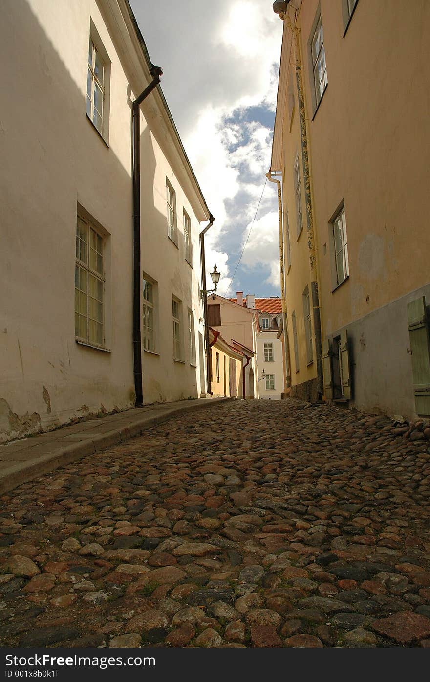 An old and narrow street in Tallin. An old and narrow street in Tallin