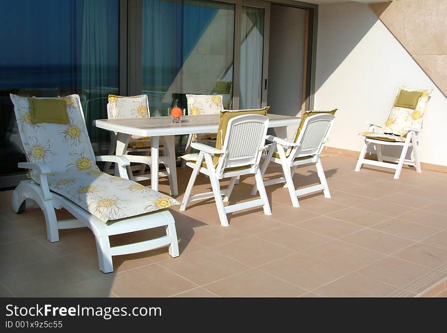 Beach chair in hotel