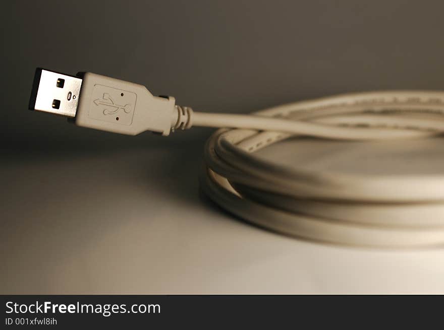 Coiled USB Cable - Computer End - Dark Background