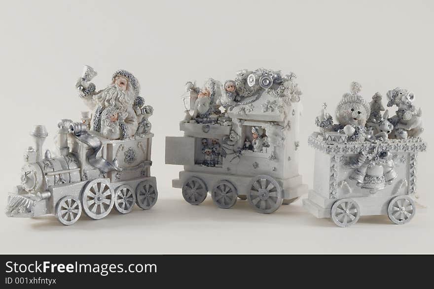 Santa's train in white with intricate detail