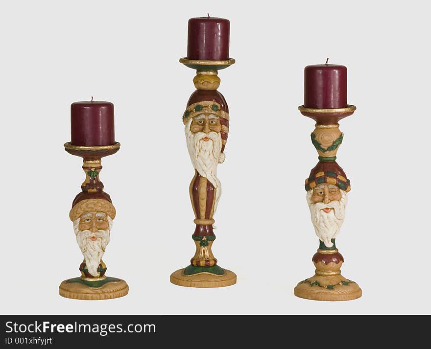 Three Santa Candleholders