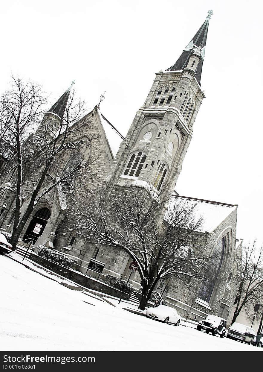 Church on snowday. Church on snowday